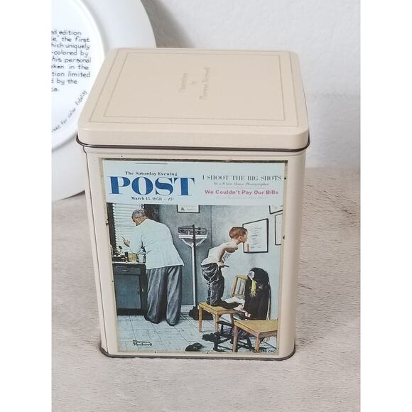 Norman Rockwell Wall Decor Plate & Tin Box Saturday Evening Post x2 - Picture 6 of 10